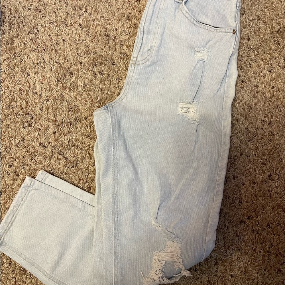 Women's Light Blue Distressed Jeans
